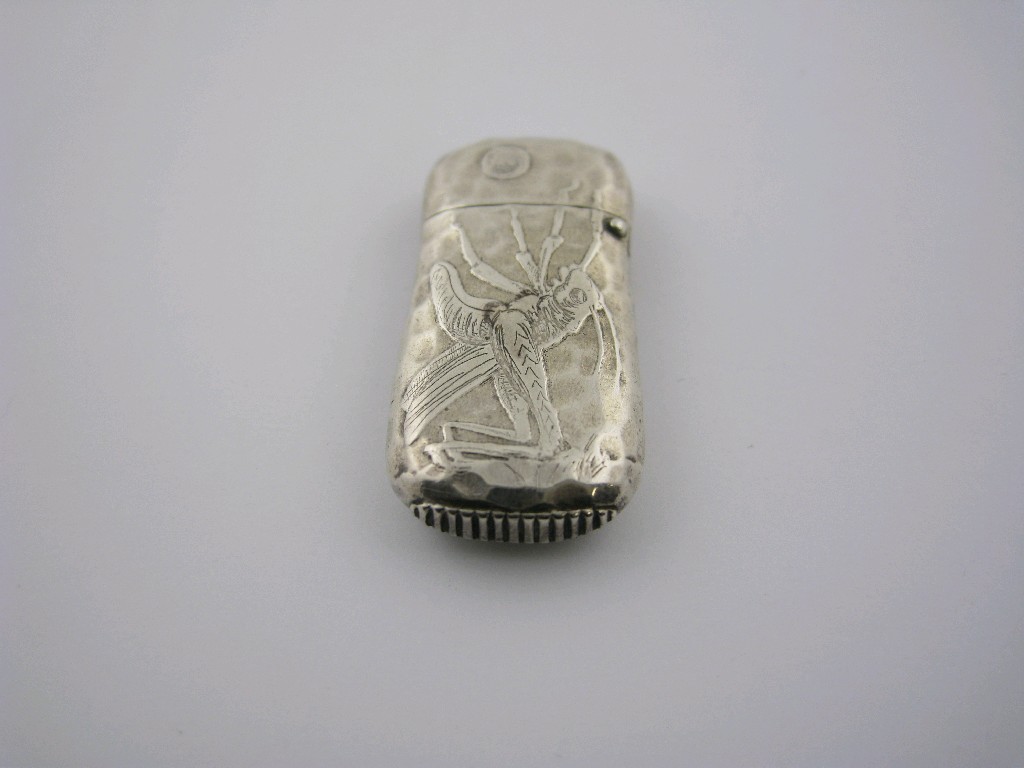 Appraisal: A Tiffany Co sterling silver Vesta Case embossed grasshopper on