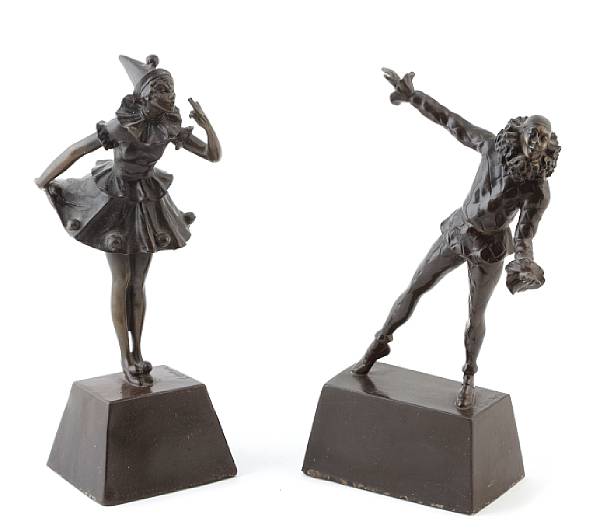 Appraisal: A group of two small bronze figures inscribed Lipchytz height