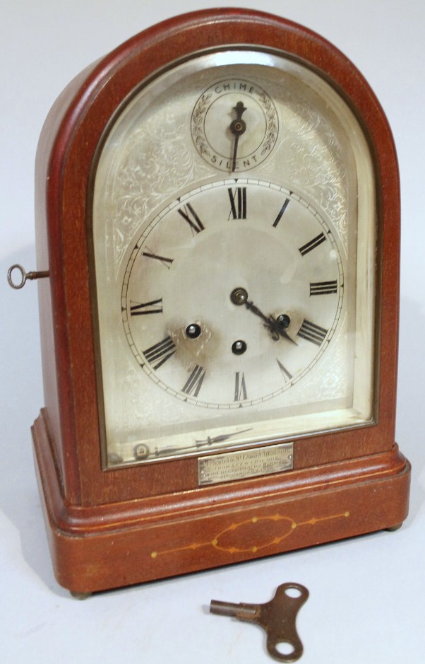 Appraisal: An early thC Gustav Becker mantel clock the stencilled silver