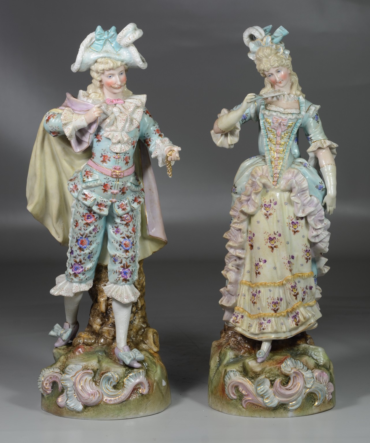 Appraisal: Pair of Ernst Bohne Sohne Rudolstadt bisque figurines gentleman chips