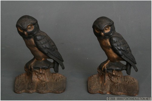 Appraisal: PR OF OWL BOOKENDS W x H x D