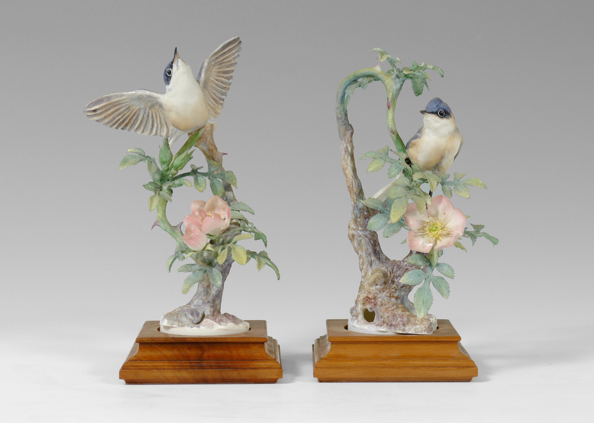 Appraisal: PAIR ROYAL WORCESTER DOROTHY DOUGHTY BIRDS LESSER WHITE THROAT With