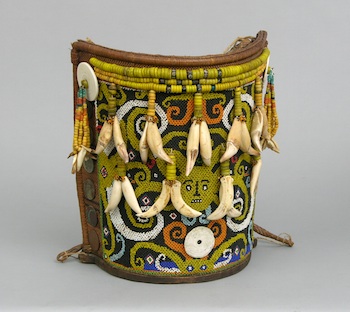 Appraisal: Dayak Beaded Baby Carrier ca Mid- th Century Borneo baby