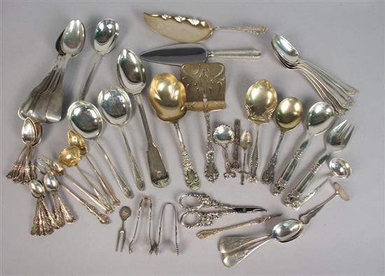 Appraisal: LARGE ASSEMBLAGE OF SILVER FLATWARE SERVING PIECES various makers including