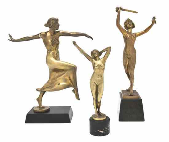 Appraisal: Three Art Deco Style Cast Metal Figures each depicting a