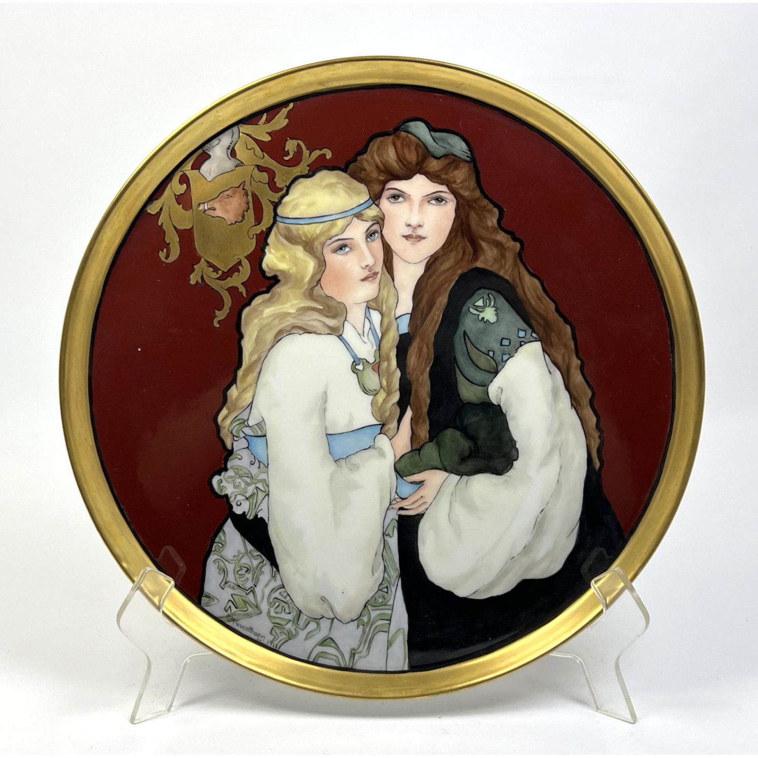 Appraisal: LIMOGES France Art Nouveau Porcelain Tray Hand Painted Portrait of