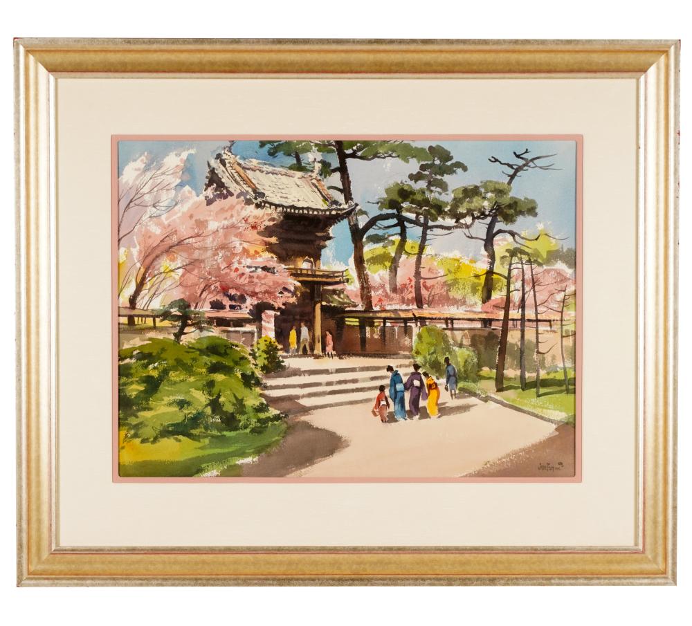 Appraisal: JADE FON - JAPANESE TEA GARDEN GOLDEN GATE PARKwatercolor on