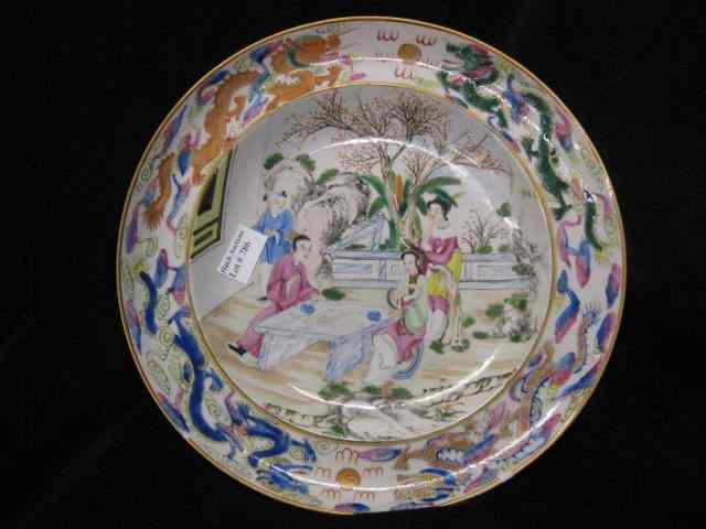 Appraisal: Chinese Porcelain Plate family courtyard scene dragon border th century