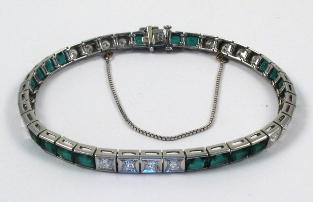 Appraisal: DIAMOND AND PLATINUM BRACELET - in length and set with