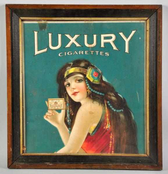 Appraisal: Cardboard Luxury Cigarettes Poster Circa Framed without glass Likely trimmed