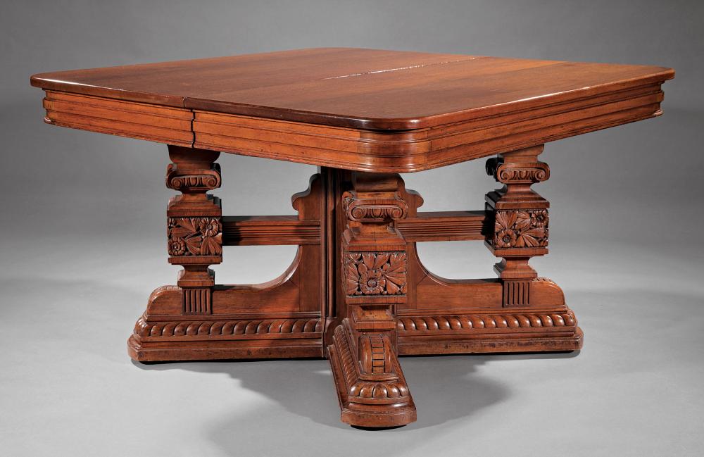 Appraisal: American Aesthetic Carved Walnut Dining Table late th c attr