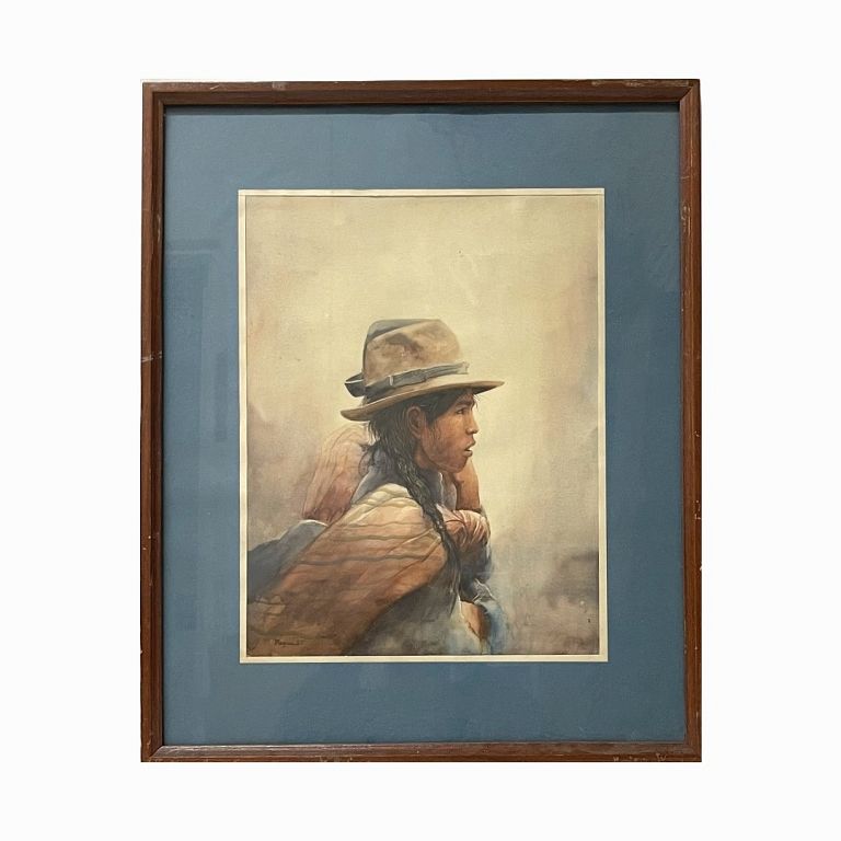 Appraisal: Signed Lithograph Unknown artist Work on paper depicting a woman