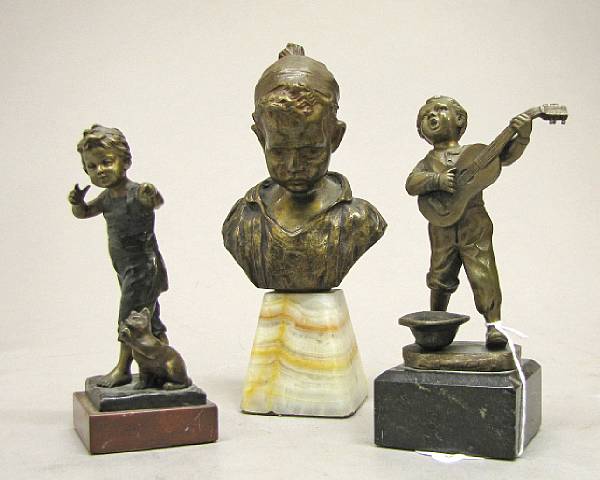 Appraisal: Three Continental bronze studies of boys late th early th