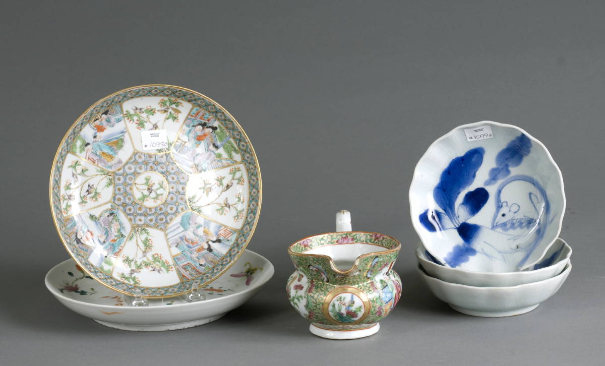 Appraisal: SIX CHINESE AND JAPANESE PORCELAIN TEA WARES Comprising a famille