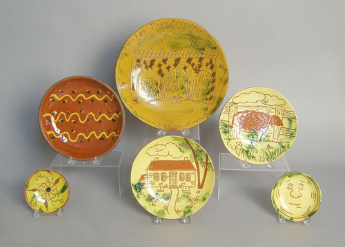 Appraisal: Six pieces Breininger redware