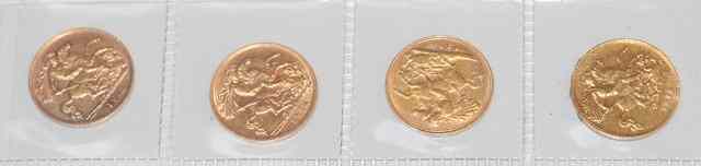 Appraisal: FOUR GEORGE V GOLD HALF SOVEREIGNS X