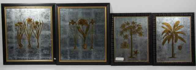 Appraisal: Four mirror botanical engravings th Century style cm x cm