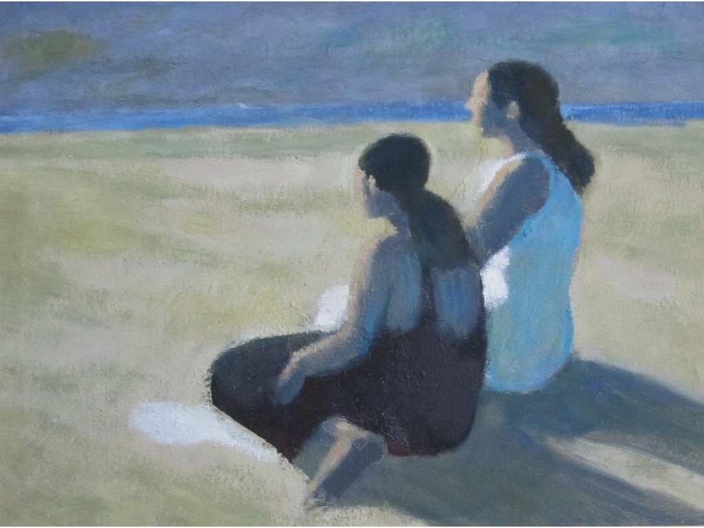 Appraisal: PETER CRABTREE Oil on canvas 'Two girls looking out to