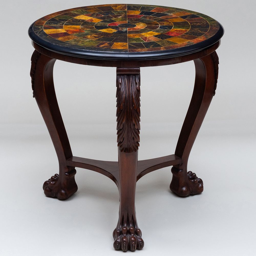 Appraisal: Regency Rosewood and Faux Painted Specimen Marble Top Center Table