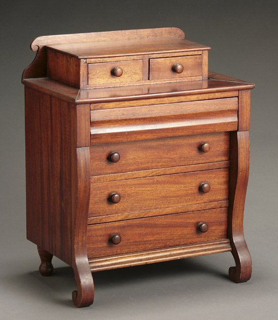 Appraisal: Classical Style Mahogany Miniature Gentleman's Bureau Probably New England Last