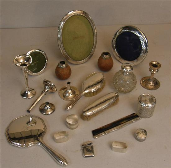 Appraisal: Various English and foreign silver items to include three photograph