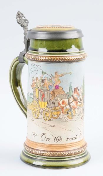 Appraisal: Beer Stein German made and marked Depicts an scene Condition