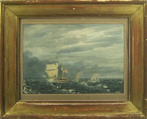 Appraisal: English watercolor seascape th c x