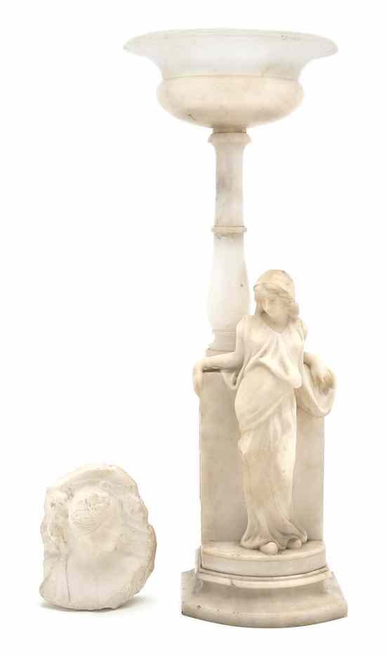 Appraisal: A Continental Alabaster Figural Lamp the lamp standard of tapering