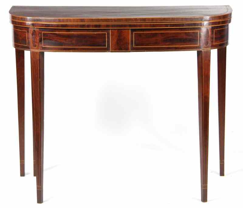 Appraisal: Inlaid Hepplewhite Card Table th century mahogany mahogany veneers string