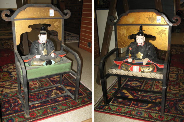 Appraisal: TWO TENJIN FIGURES AND CHAIRS Japanese early th century each