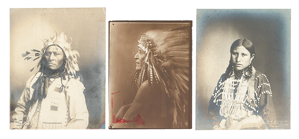 Appraisal: AMERICAN INDIANS--PHOTOGRAPHS Group of portrait photographs by Stimson and Throssel