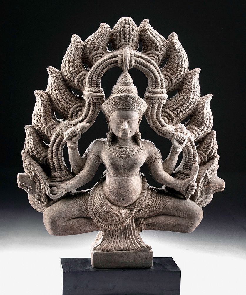 Appraisal: Superb th C Khmer Stone Statue of Shiva Southeast Asia