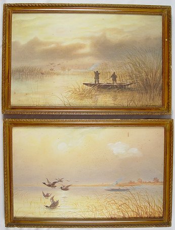 Appraisal: EAMAN Joseph British - Pair of Duck Hunting Scenes W