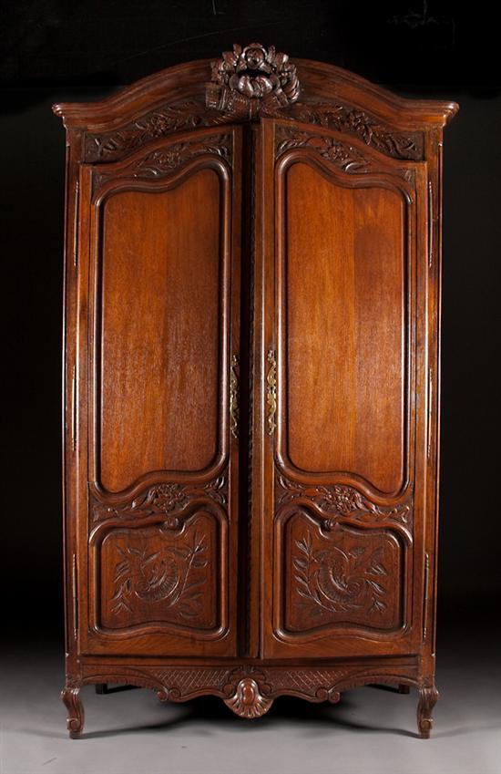 Appraisal: French walnut two-door armoire second half- th century with floral