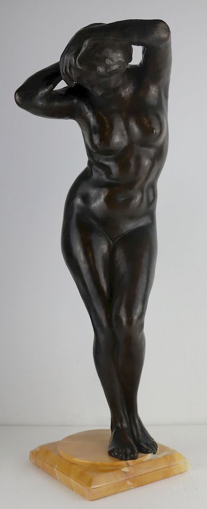 Appraisal: Apparently Unsigned Bronze Female Nude Beautifully executed bronze of a