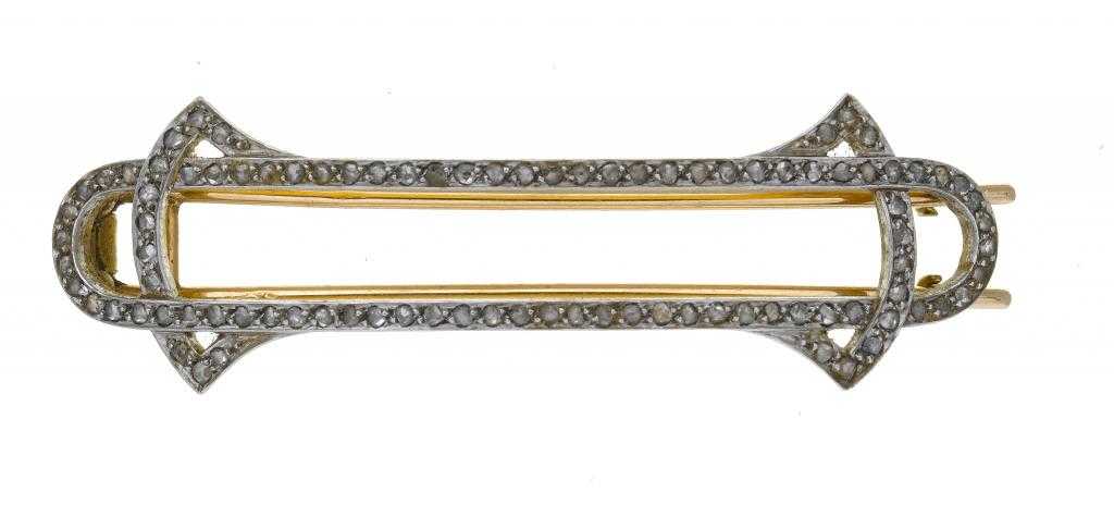 Appraisal: A FRENCH ART NOUVEAU DIAMOND HAIR SLIDE in gold maker