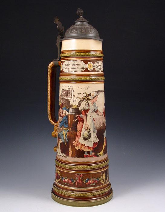 Appraisal: VILLEROY BOCH METTLACH STEIN PUG body depicting taverns scene liters