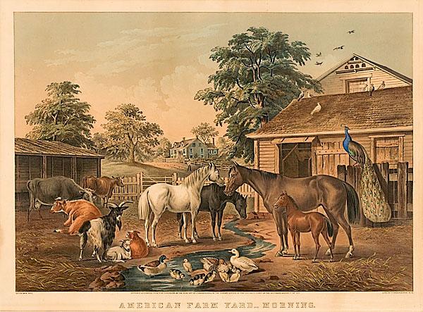 Appraisal: CURRIER IVES THE AMERICAN FARM YARD-MORNING Conningham Hand-colored large folio