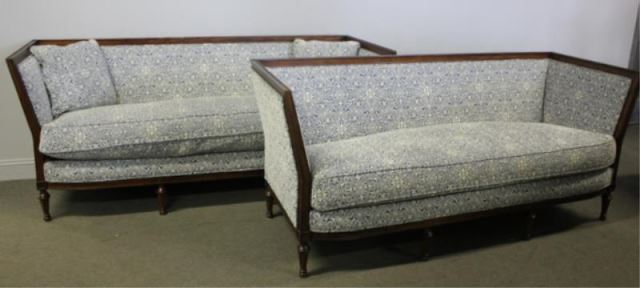 Appraisal: Pair of Ralph Lauren Upholstered Settees Nice lines From a