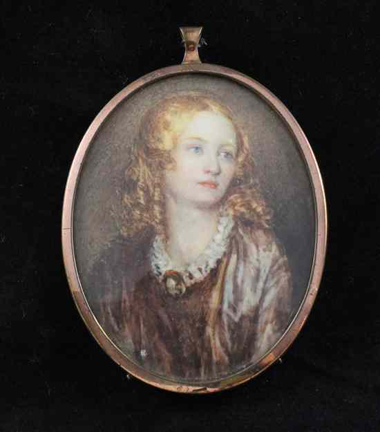 Appraisal: English School c oil on ivory Miniature of a lady