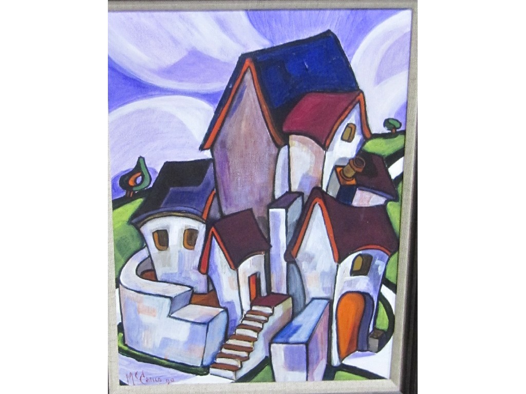 Appraisal: ROD McCANCE Acrylic on board 'The Village' signed and dated