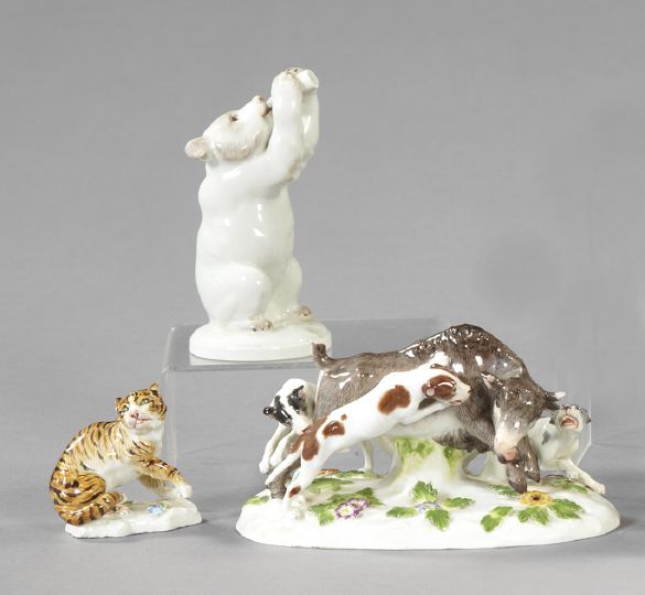 Appraisal: Three-Piece Collection of Meissen Porcelain Figures consisting of a good