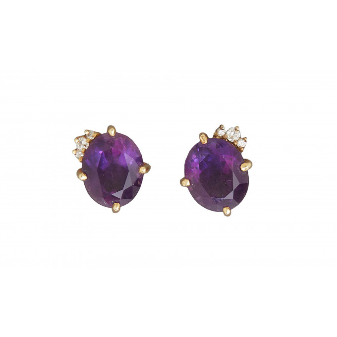 Appraisal: Pair of K Yellow Gold Amethyst Stud Earrings the oval