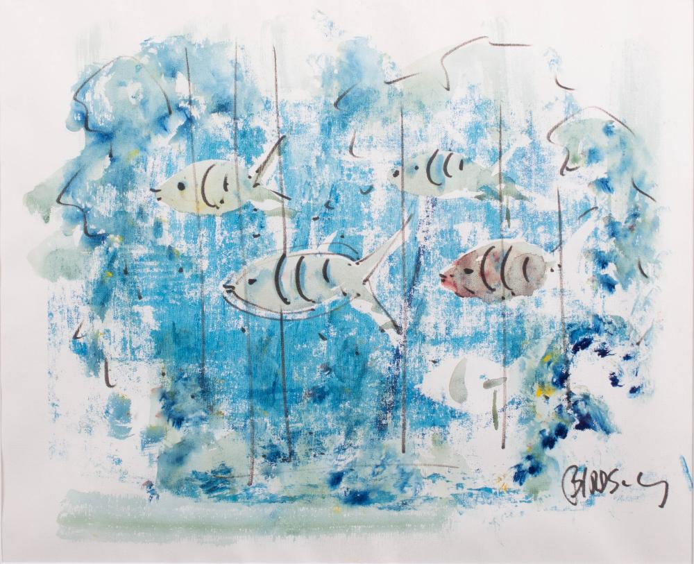 Appraisal: ALFRED BIRDSEY BERMUDAN - SCHOOL OF FISH Watercolor Lower right