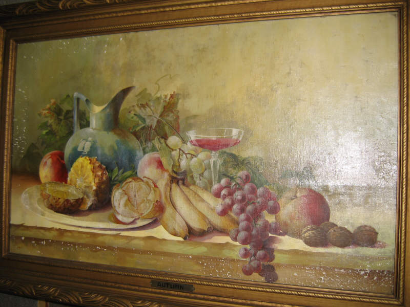 Appraisal: BARRON EARLY TH CENTURY Still life with fruit and pitcher