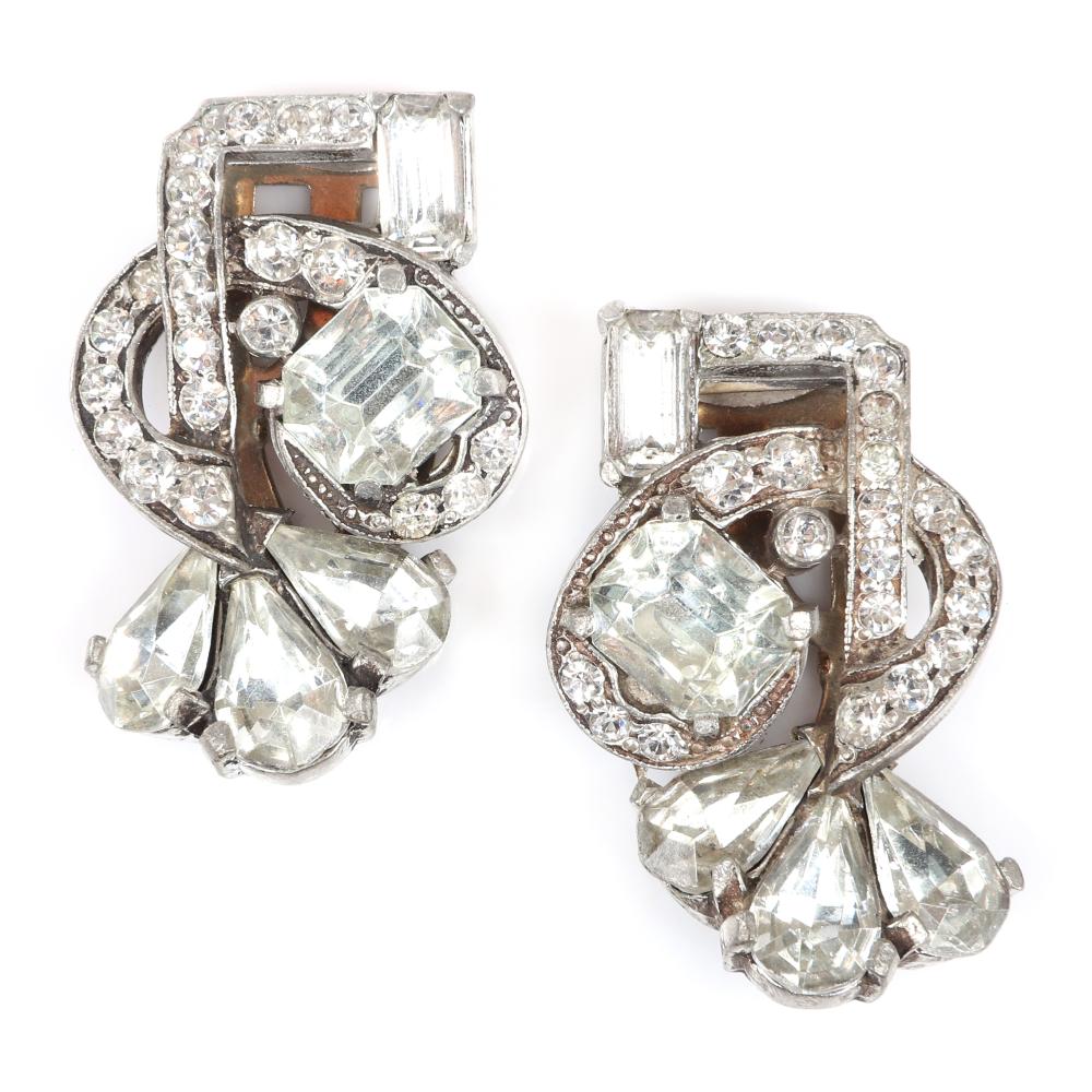 Appraisal: EISENBERG ORIGINAL PAIR OF DIAMANTE DRESS CLIPS IN SILVER POT