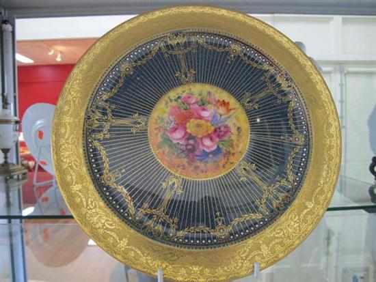 Appraisal: ROYAL WORCESTER HAND PAINTED AND GILDED CABINET PLATE SIGNED E