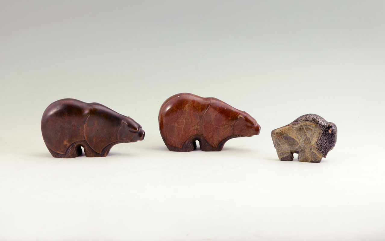 Appraisal: STEVEN CHASE TATOM BRONZE FETISH ANIMALS pieces total from Southwest