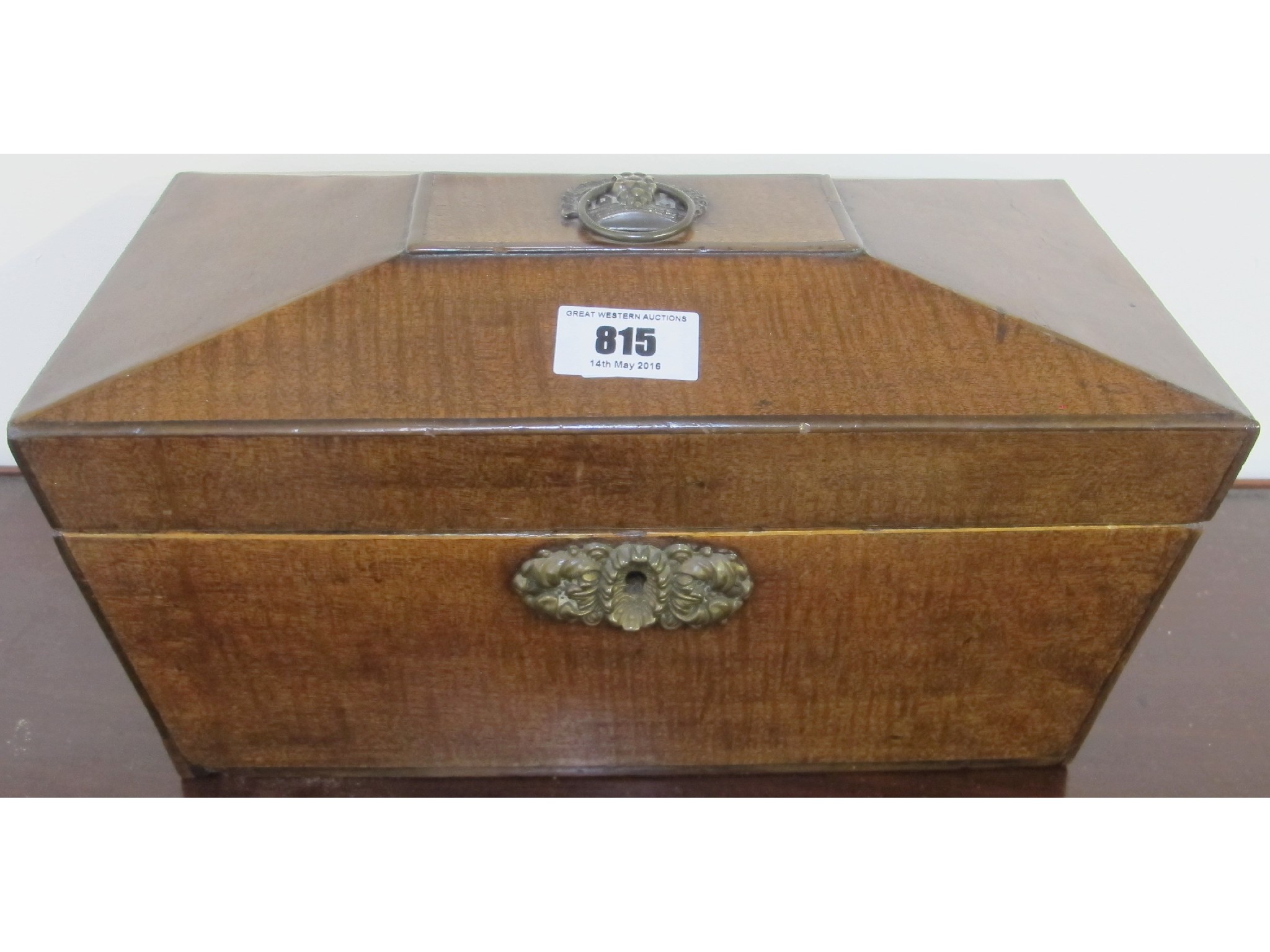 Appraisal: A Regency mahogany sarcophagus tea caddy