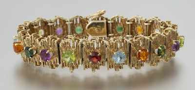 Appraisal: A Ladies' Colored Stone Gold Bracelet k yellow gold bracelet